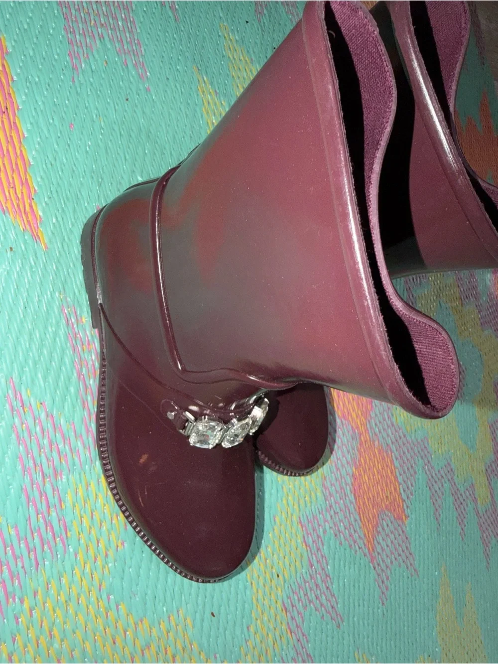 MK Women's Burgundy Jewel-Accent Rain Boots